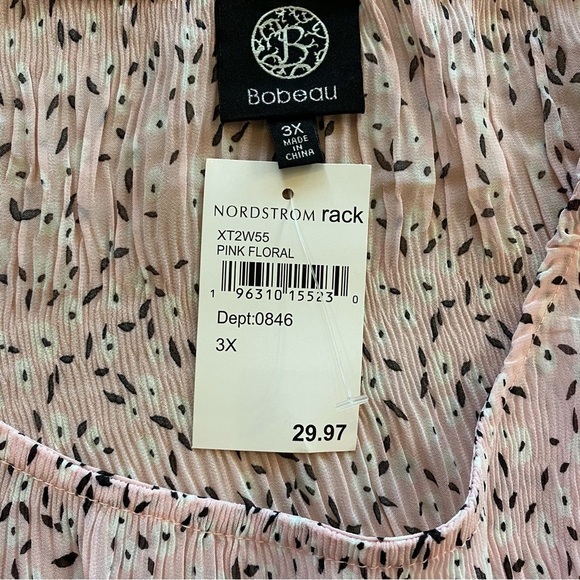 Bobeau Womens Cold Shoulder Pink Patterned 3X New Top poly stretchy - Picture 4 of 10